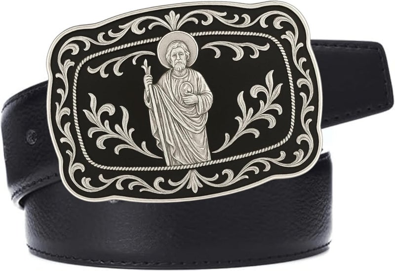 WMG Western St Jude Belt Buckle Gold Silver Saint Jude San Judas Cowboy Buckle Hebilla Vaquero Rodeo - Image 4